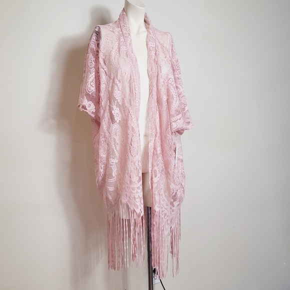 New Pink Sheer Open Front Woman's Medium Top - Picture 2 of 9